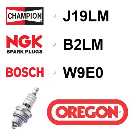 BOUGIE OREGON - CHAMPION J19LM - NGK B2LM - BOSCH W9E0