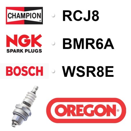 BOUGIE OREGON - CHAMPION RCJ8 - NGK BMR6A - BOSCH WSR8E
