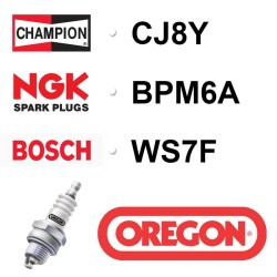 BOUGIE OREGON - CHAMPION CJ8Y - NGK BPM6A - BOSCH WS7F