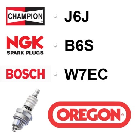 BOUGIE OREGON - CHAMPION J6J - NGK B6S - BOSCH W7EC