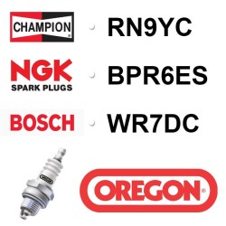 Zündkerze OREGON - CHAMPION RN9YC - NGK BPR6ES - BOSCH WR7DC