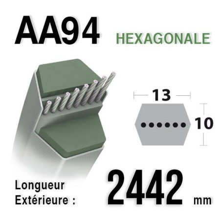 Courroie AA94 - MTD 75404174 - 754-04174 - Longueur 2388mm