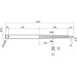 Dente caricatore frontale 42x1400 BATTISTA PORTERI FT421400