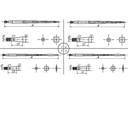 Loader tine straight square section 45x1240mm pointed tip