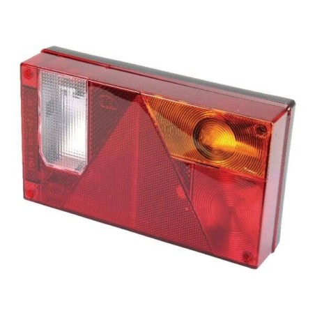 Rear light RH rectangular 12V red/amber/transparent bolt