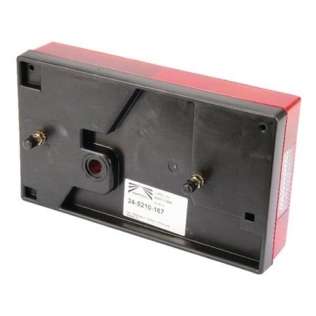 Rear light RH rectangular 12V red/amber/transparent bolt