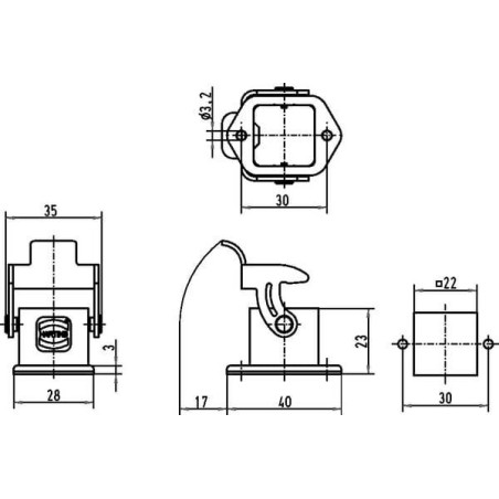 House 3A LC bulkhead 1 lever HARTING 09200030301