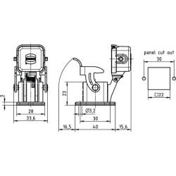 Montaje p. empotrar tapa fija HARTING 09200030306