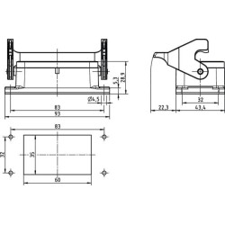 Alojamiento anexo bajo HARTING 09300100305