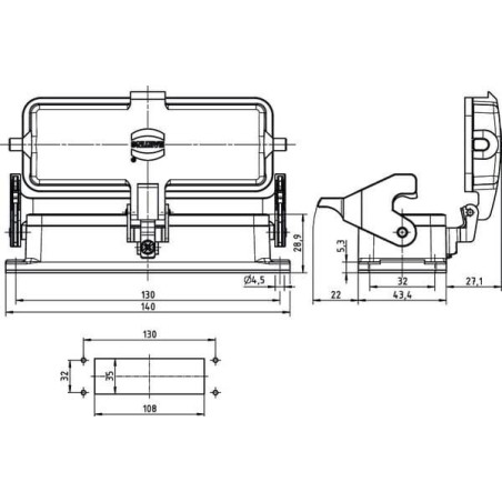 Embase encastrée HARTING 09300240304