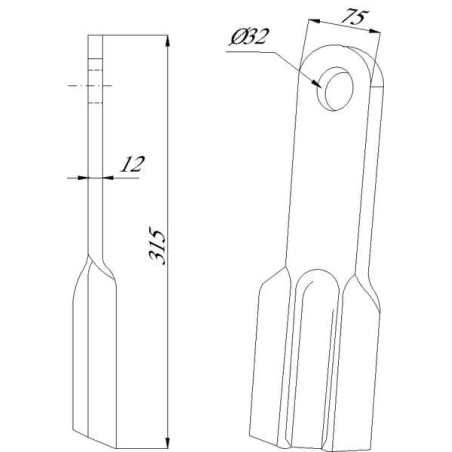 Flail blade straight 75x315 Howard UNIVERSAL CK2810