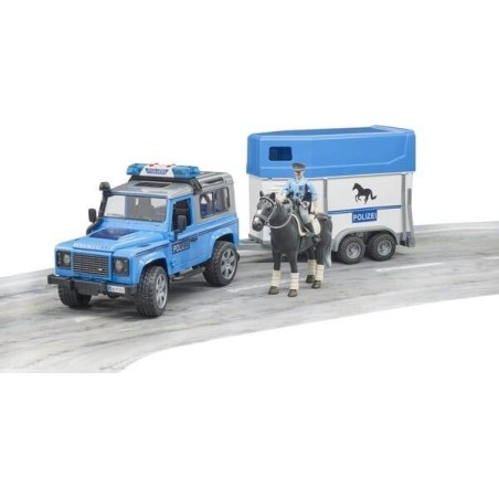 Land Rover Police miniature avec van pour chevaux BRUDER U02588