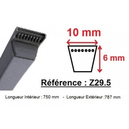 COURROIE DE TRACTION Z 29,5 - Z29 1/2  Pour tondeuse