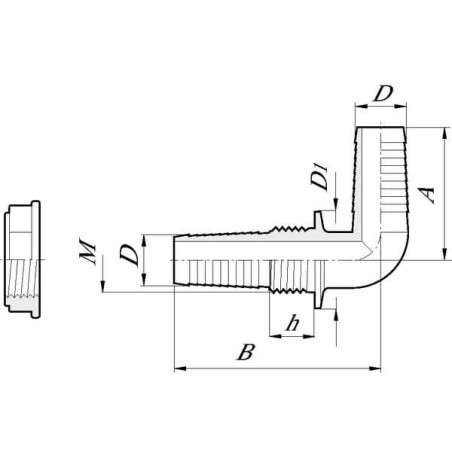 Bulkhead 90° 3/4" hose tail 20/22mm ARAG 118319