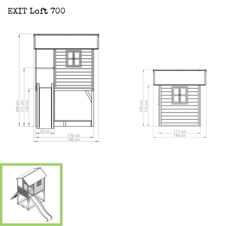 EXIT Loft 700 cabane de jeu en bois - vert