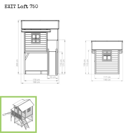 EXIT Loft 750 cabane de jeu en bois - naturel