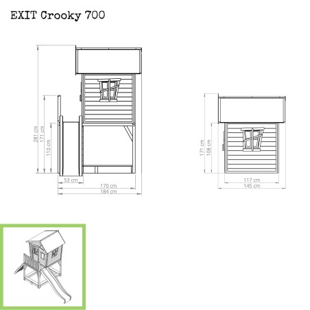 EXIT Crooky 700 cabane de jeu en bois - gris-beige