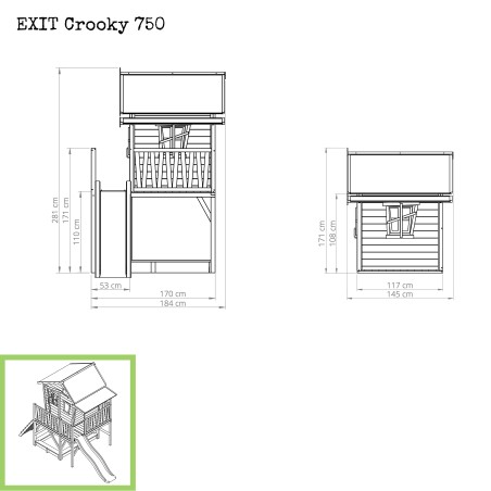 EXIT Crooky 750 cabane de jeu en bois - gris-beige