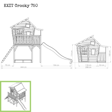EXIT Crooky 750 cabane de jeu en bois - gris-beige