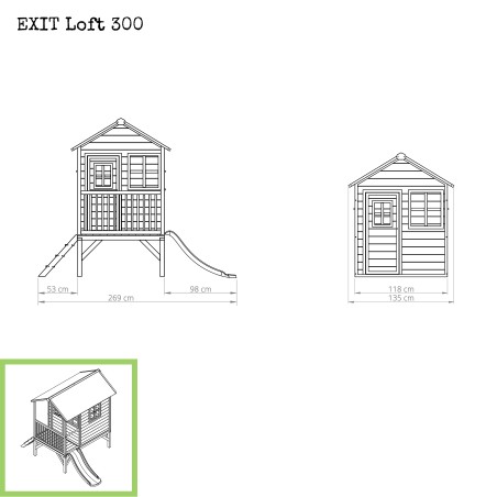 EXIT Loft 300 cabane de jeu en bois - rouge