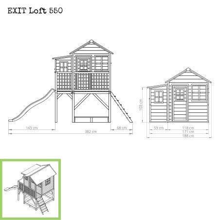 EXIT Loft 550 cabane de jeu en bois - vert