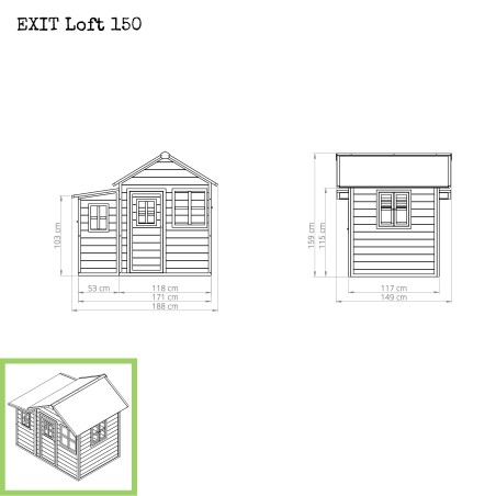 EXIT Loft 150 cabane de jeu en bois - vert