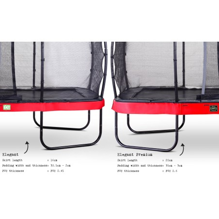 EXIT Trampoline Elegant Premium de 244x427cm avec filet de sécurité Deluxe - rouge