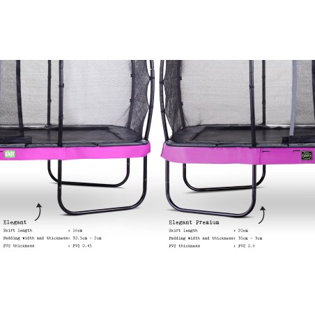 EXIT Trampoline Elegant Premium de 214x366cm avec filet de sécurité Deluxe - violet