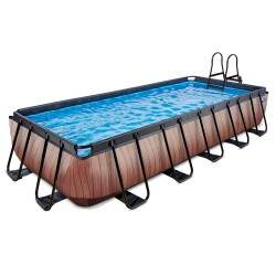 EXIT Piscine Wood 540x250cm avec pompe de filtration à sable - marron