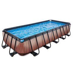 EXIT Piscine Wood 540x250cm avec pompe de filtration à sable - marron