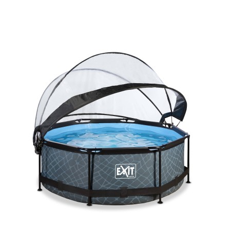 EXIT Piscine couverte Stone ø244x76cm pump filter - grey