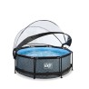 EXIT Piscine couverte Stone ø244x76cm avec pompe filtrante - grise