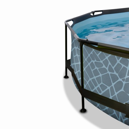 EXIT Piscine couverte Stone ø244x76cm avec pompe filtrante - grise