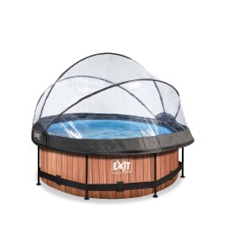 EXIT Piscine couverte Wood ø244x76cm avec pompe filtrante - marron