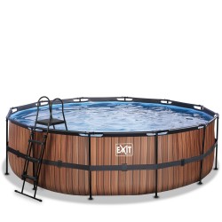 EXIT Piscine Wood ø488x122cm avec pompe filtrante à sable - marron