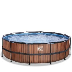 EXIT Piscine Wood ø488x122cm avec pompe filtrante à sable - marron