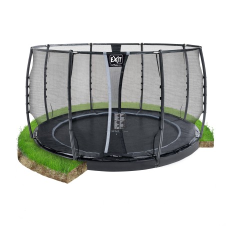 EXIT Dynamic trampoline enterré au niveau du sol ø366cm avec filet de sécurité - noir