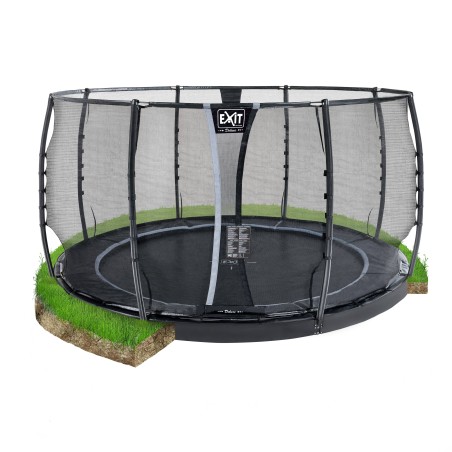 EXIT Dynamic trampoline enterré au niveau du sol ø427cm avec filet de sécurité - noir