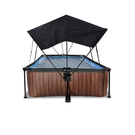 EXIT Piscine Wood 300x200x65cm avec voile d'ombrage et pompe filtrante - marron