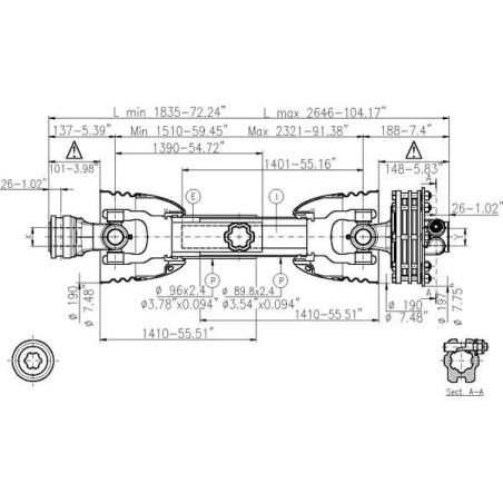 Arbre de transmission COMER V801510ENC12T48