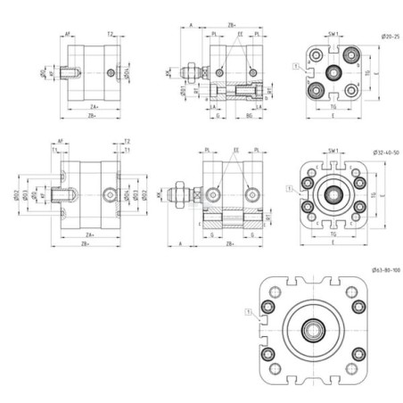 Cilindro compatto serie 32 CAMOZZI 32M2A080A080