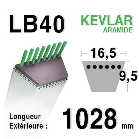 Courroie 16.5mm x 1028mm - LB40