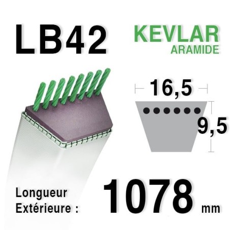 Courroie 16.5mm x 1078mm - LB42