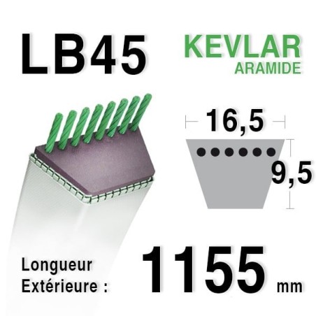 Courroie 16.5mm x 1155mm - LB45