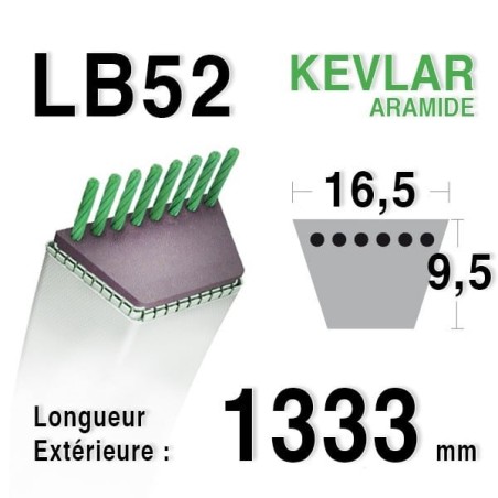 Courroie 16.5mm x 1333mm - LB52