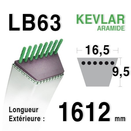 Courroie 16.5mm x 1612mm - LB63