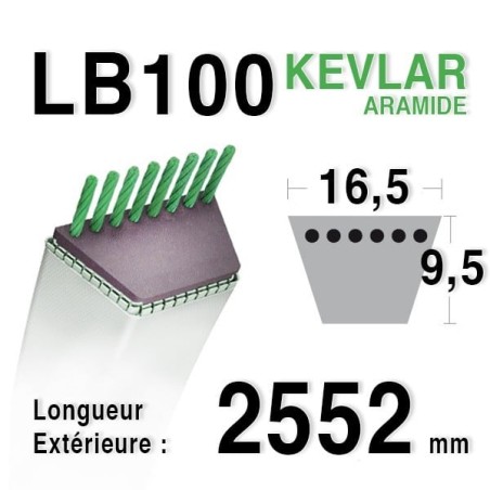 Courroie 16.5mm x 2552mm - LB100