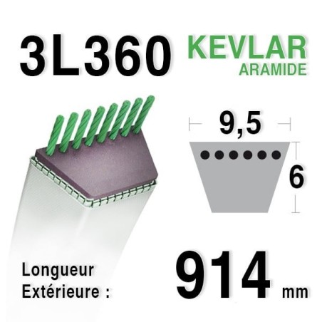 Courroie 9.5mm x 914mm - 3L36