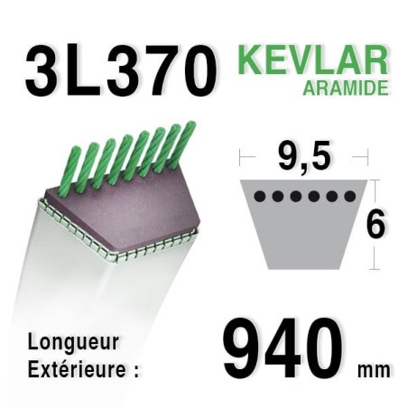 Courroie 9.5mm x 940mm - 3L37