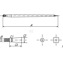 Loader tine straight star section 35x860mm pointed tip with